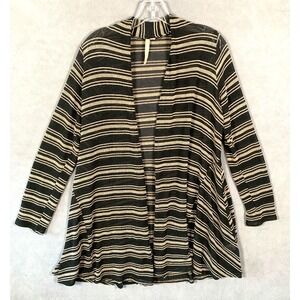 Comfy USA Womens Cardigan Sweater Size‎ Small Black Striped Open Front